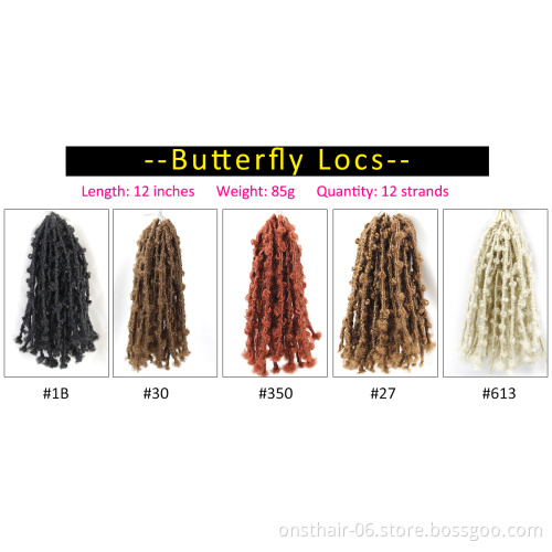 Distressed Crochet Butterfly Locs Bob Faux In Synthetic Hair Extension Crochet Braids Passion Twist 12 distressed Faux Locs Hair